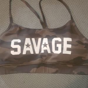 Savage barbell camo sports bra